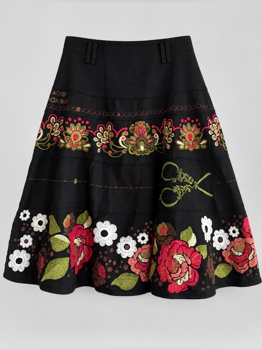 Oilily 100% Wool Embroidered Skirt | EU 38 / US 8 | Luxury Boho Art